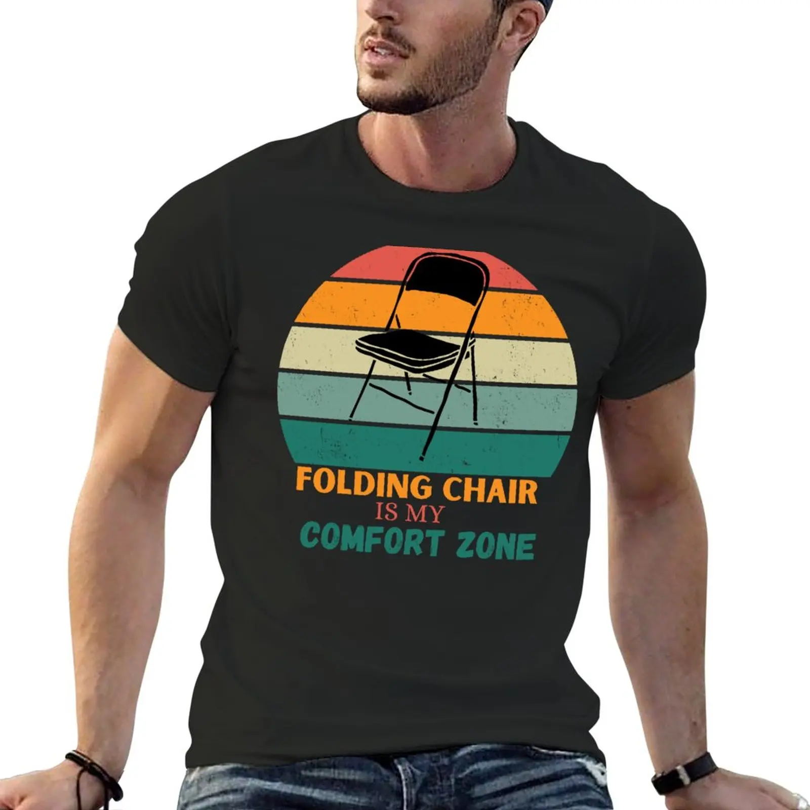 

New Folding Chair is my Comfort Zone Retro Vintage Folding Chair Funny Saying T-Shirt cute clothes tees black t-shirts for men
