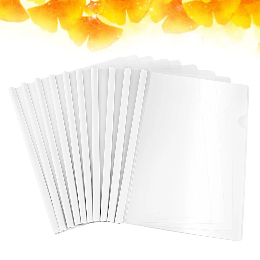 20Pcs Transparent File Folder Sliding Bar Locking A4 Paper Cover Organizer Document Holder Office Use