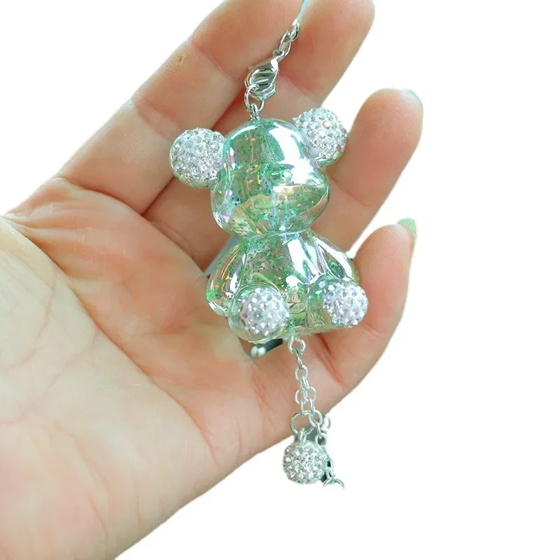 Cartoon Teddy Bear Four Color Pottery Mud Water Diamond Car Rearview Mirror Decoration Car Pendant Decoration