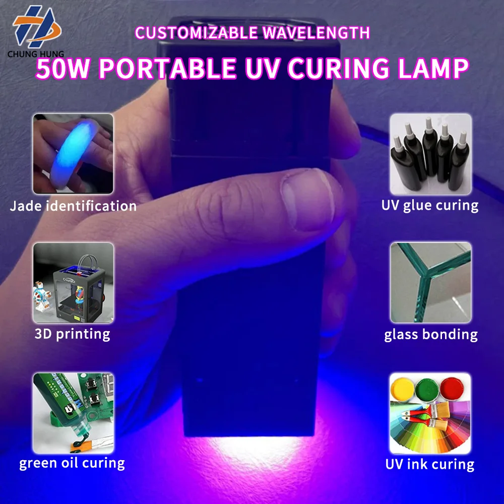 

Handheld High Power UV Curing Lamp 365/385/395/405nm/Mixed Wavelength Fast Dry UV Light for UV Glue Green Oil Ink Resin Curing