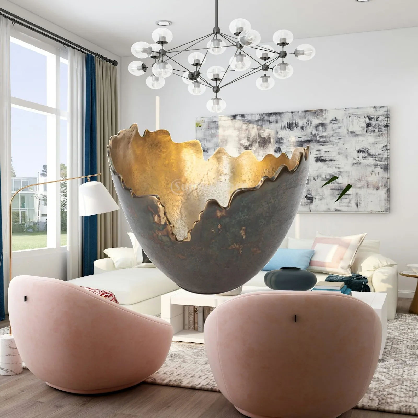 Decorative Bowl Hammered Centerpiece Bowl Shiny Boat-Shaped Tray for Dining