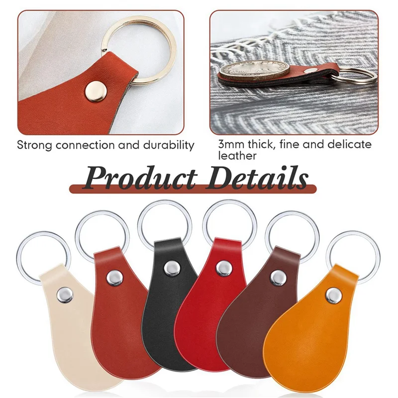 

A19F-120Pcs Pu Leather Key Fob Kit Leather Key Fobs Blanks With Rivets And Key Rings Leather Keychain For DIY Laser Engraving
