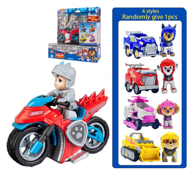 Paw Patrol Rescue Knights Ryder motocicleta capitán con Patrulla Canina Anime figura de acción patrulla coche combinación niños juguete para regalo