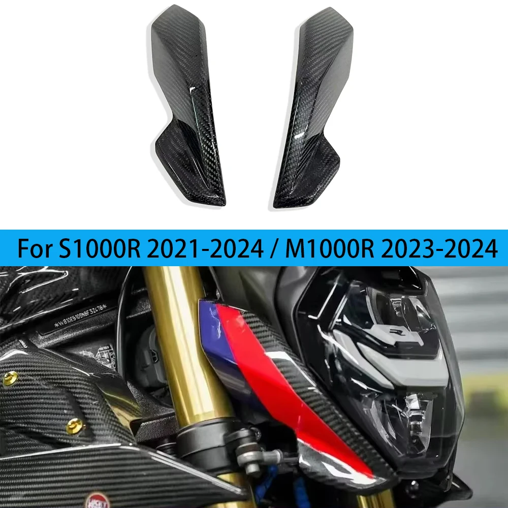 

Carbon Fiber Motorcycle Head Side Panel Upper Front Headlight Nose Turn Signal Fairing Cover Fit For BMW S1000R 2021-2023 M1000R