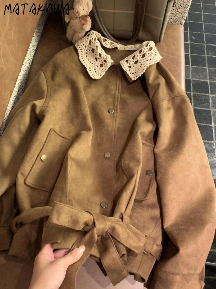 

Matakawa Vestes Femmes Suede Autumn Winter Loose Vintage Woman Jackets Korean Fashion Y2k Streetwear Simple Chaquetas Mujer