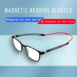 Magnetic Readers Reading Glasses for Men Portable Square Plastic Titanium Diopter Hanging Neck 1.0 1.5 2.0 2.5 3.0 3.5
