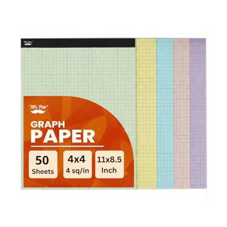 

Graph Paper Pad, 17x11 Inch, 4x4 4 Squares per Inch,22 Sheets, Ideal for Math, Graphing and Sketching, Grid Paper for Students,