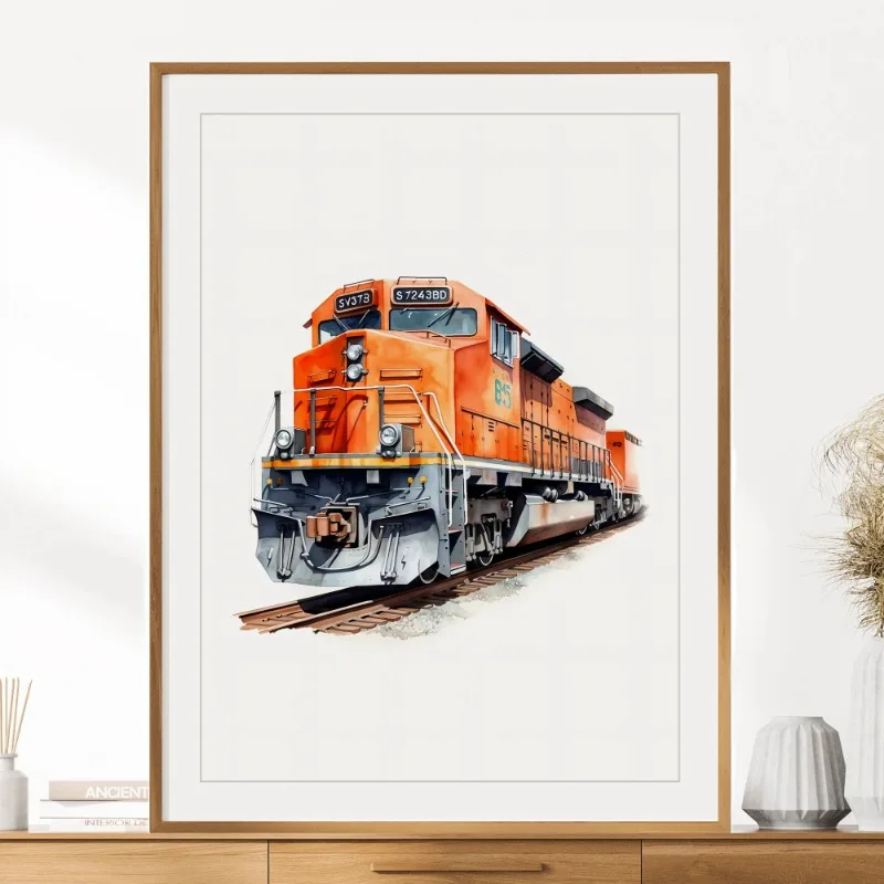 Aquarell Retro Steam Train Railroad Freight Car Poster und Drucke Leinwanddruck Wandkunst Bild für Wohnzimmer Home Decor