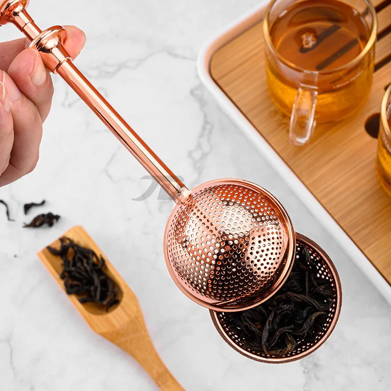 Press Type 304 Stainless Steel Tea Ball Infuser Retractable Metal Coffee Powder Cha Strainer Kitchen Diffuser Sieve For Spice