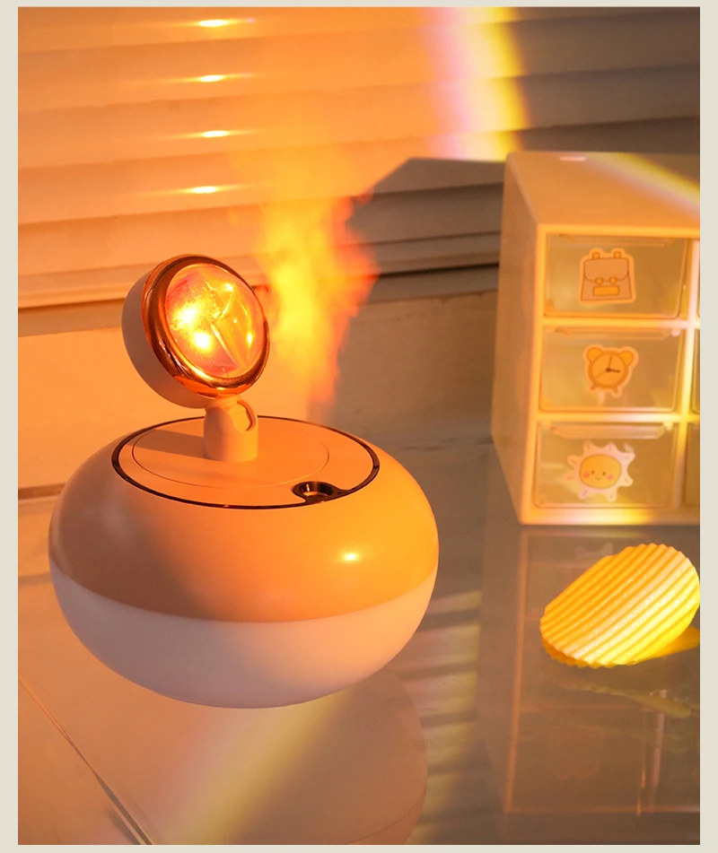 New Design Mini Ultrasonic 300ML Aroma Diffusers USB Led Ultrasonic Sunset Light Lamp Air Humidifier for Office Home