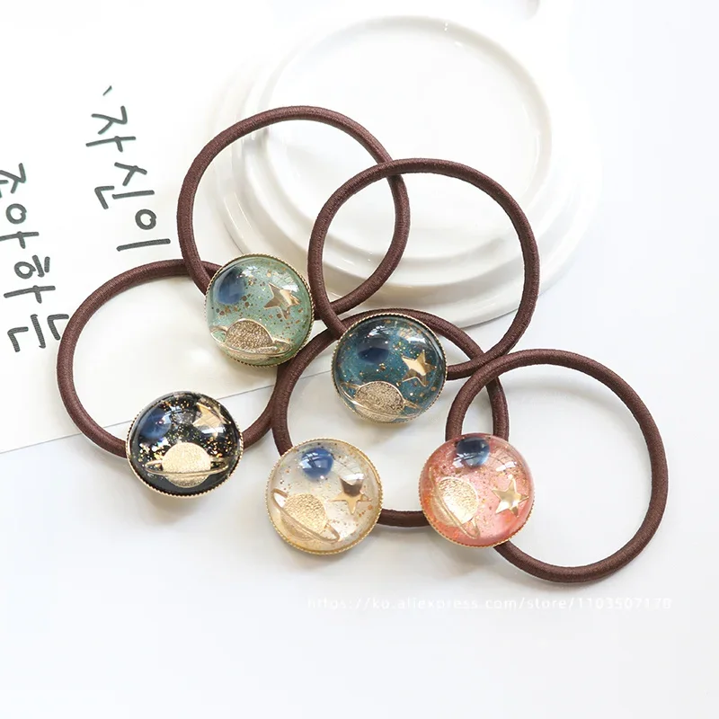 Ponytail headband, cute and simple Korean style hair tie, rubber band, universe starry sky planet headband, headband