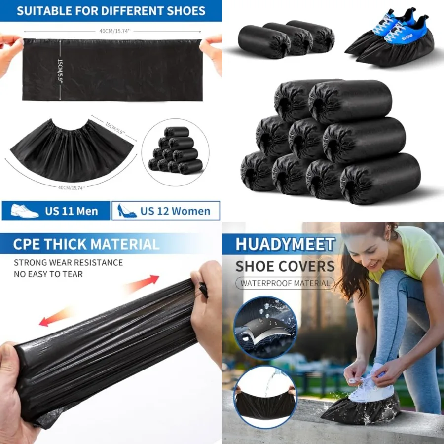 HUADYMEET Shoe Covers Disposable 1000 Pack 500 Pairs Large Shoe Covers Shoe Boot Covers Waterproof Shoes Protectors Covers Dura