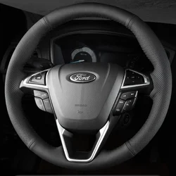 Customize DIY Microfiber Leather Car Steering Wheel Cover Hand-stitched For For Ford Mondeo Fusion 2013-2019 EDGE 2015-2019