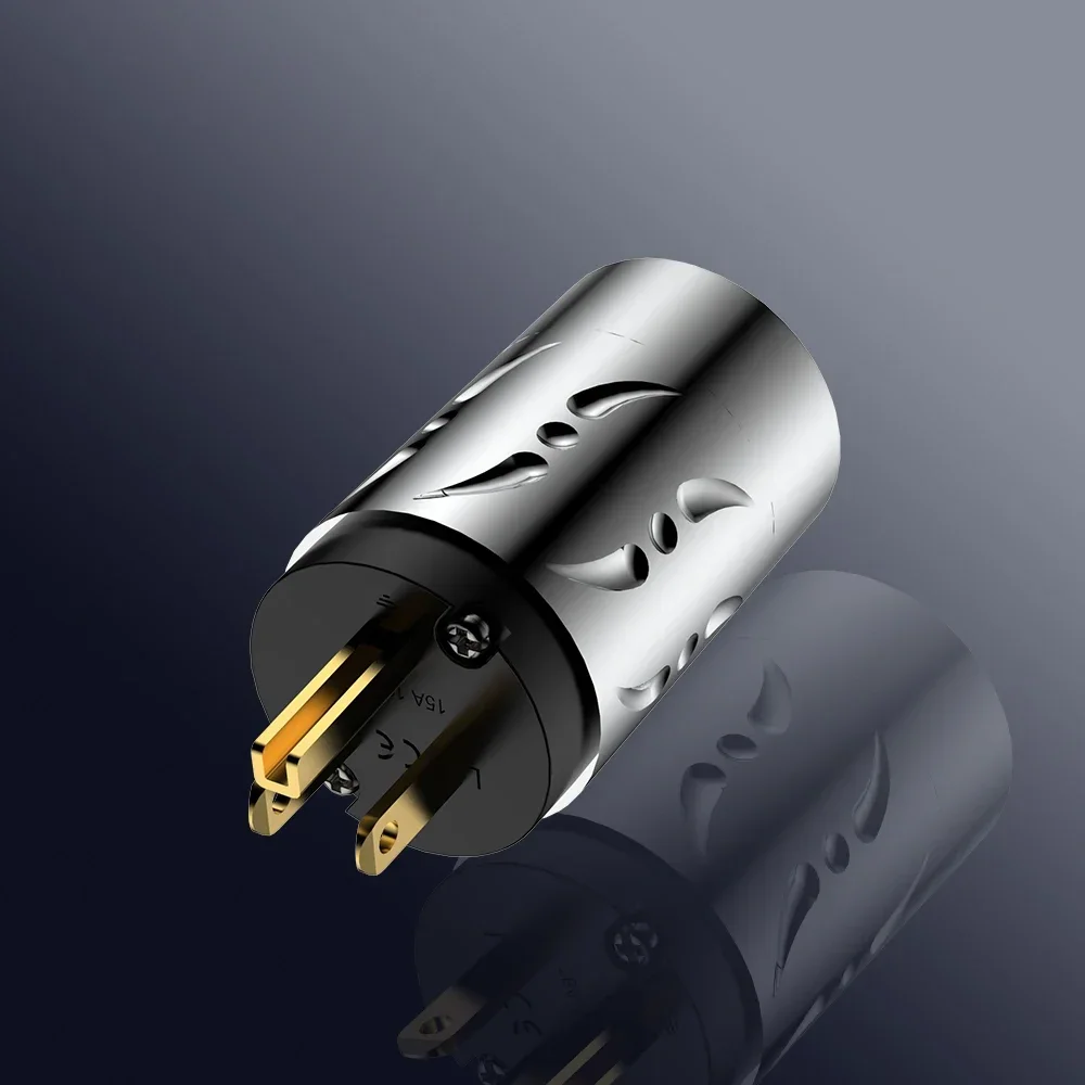 Viborg VM502G VF502G cobre puro chapado en oro enchufe de alimentación estadounidense conector macho IEC hembra HIFI