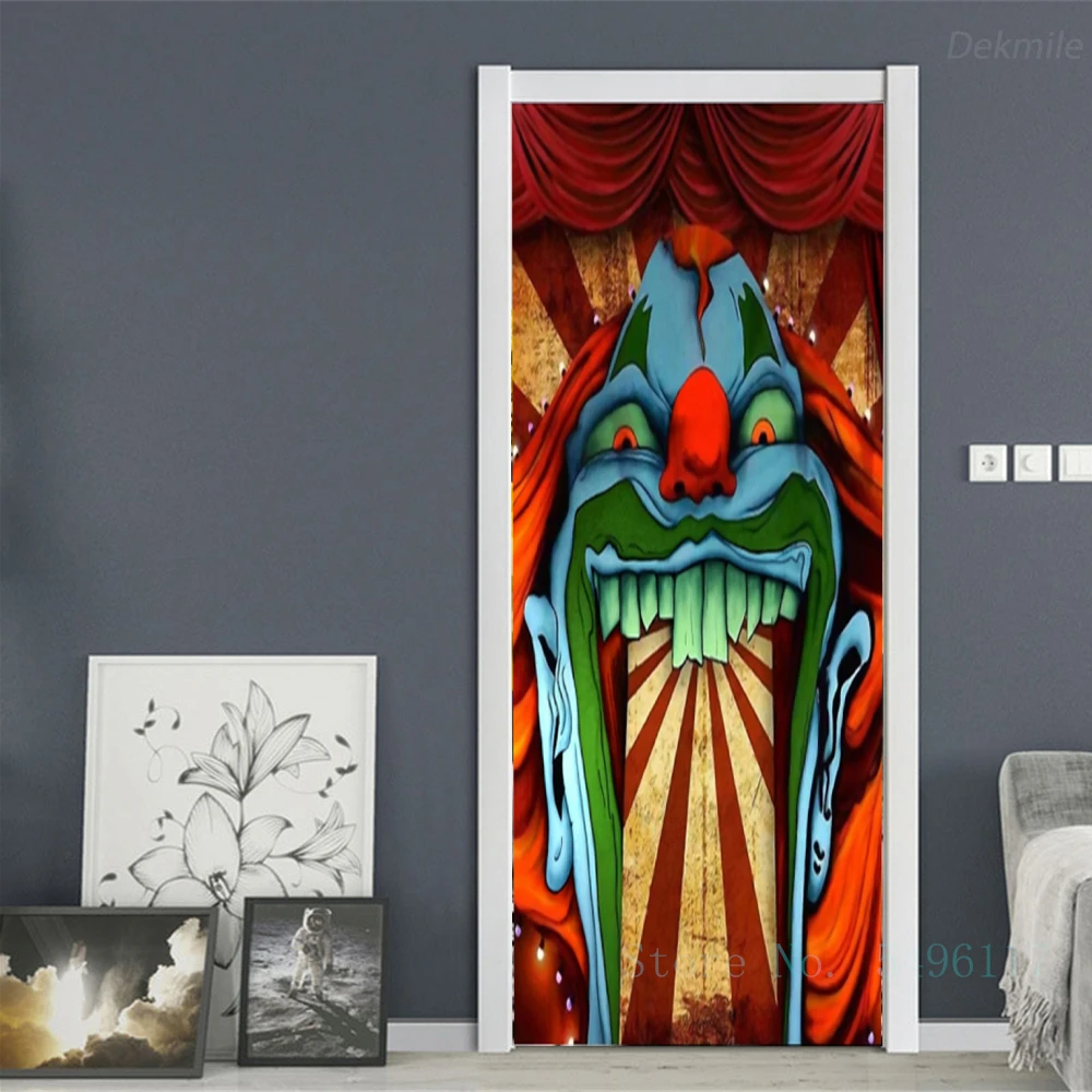 Halloween Door Stickers Self-adhesive Festival Party Decoration Wallpaper Clown Poster Living Room Bedroom Custom Wall Murals