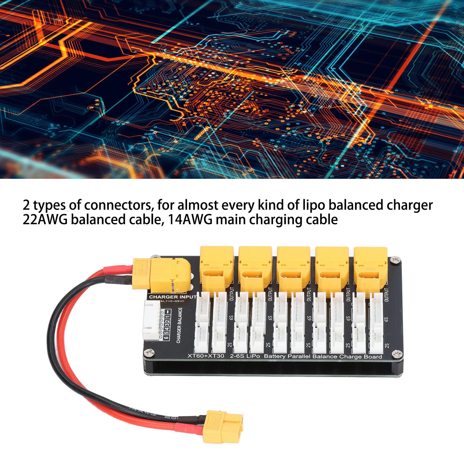 Lipo Battery Charging Board Parallel XT30 XT60 Plug 2‑6S Lithium Batteries for IMAX B6 Charger