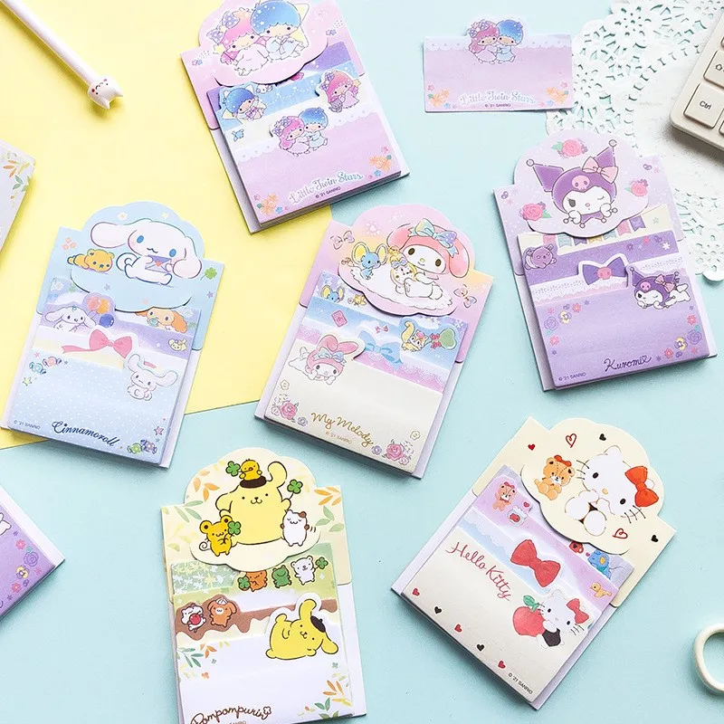 Sanrio Post It Notes Kuromi Anime Hello Kitty Cinnamoroll Mymelody Figure Student Stationery N Times Posted Message Cartoon Book