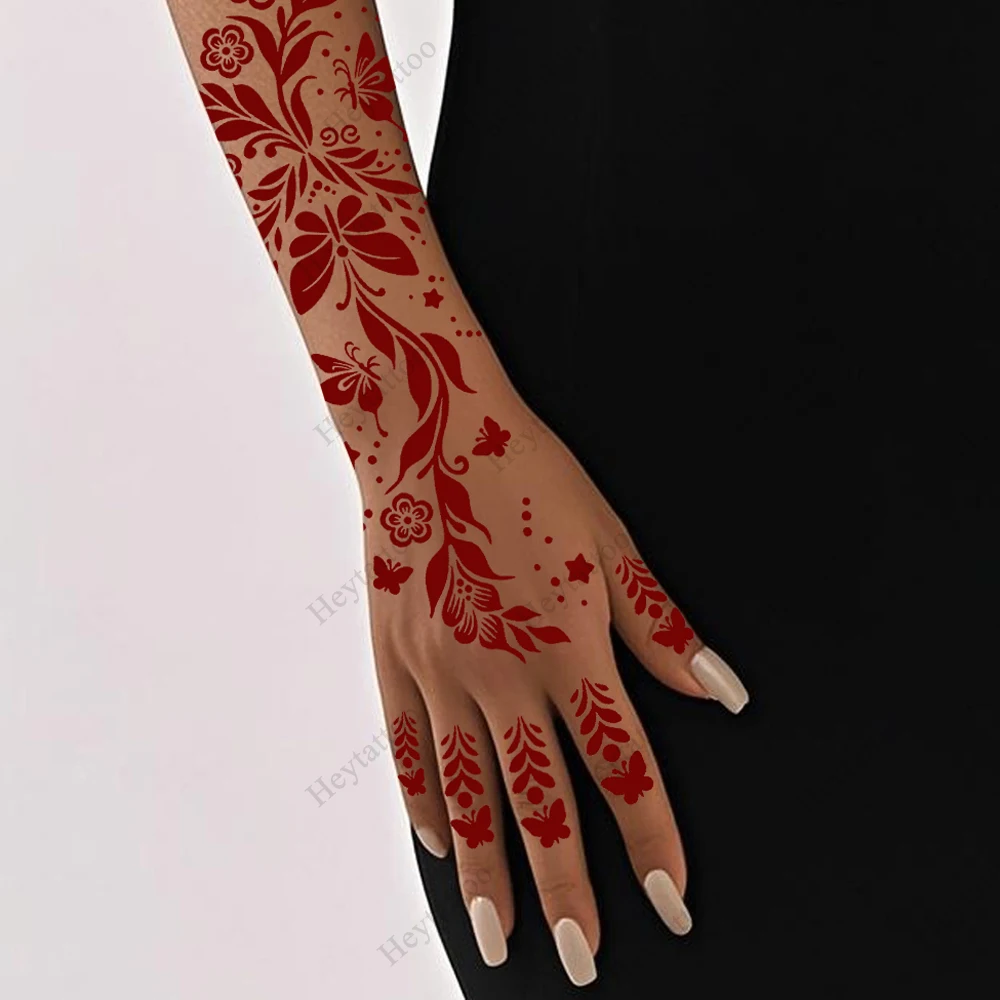 1 Pair Henna Stencils for Hand Fingers Flower Henna Tattoo Template for Women Mehndi Design for  Body Painting