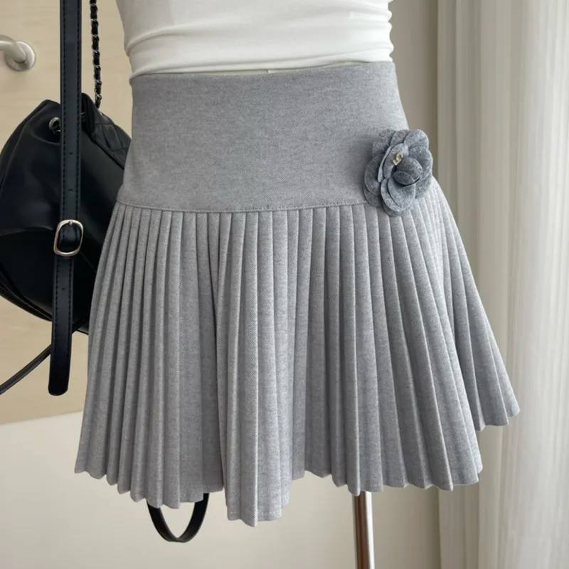 2024 new collection Women's Woolen Pleated Short faldas Autumn Winter American Korea Style Straight High Waist y2k Mini Skirt