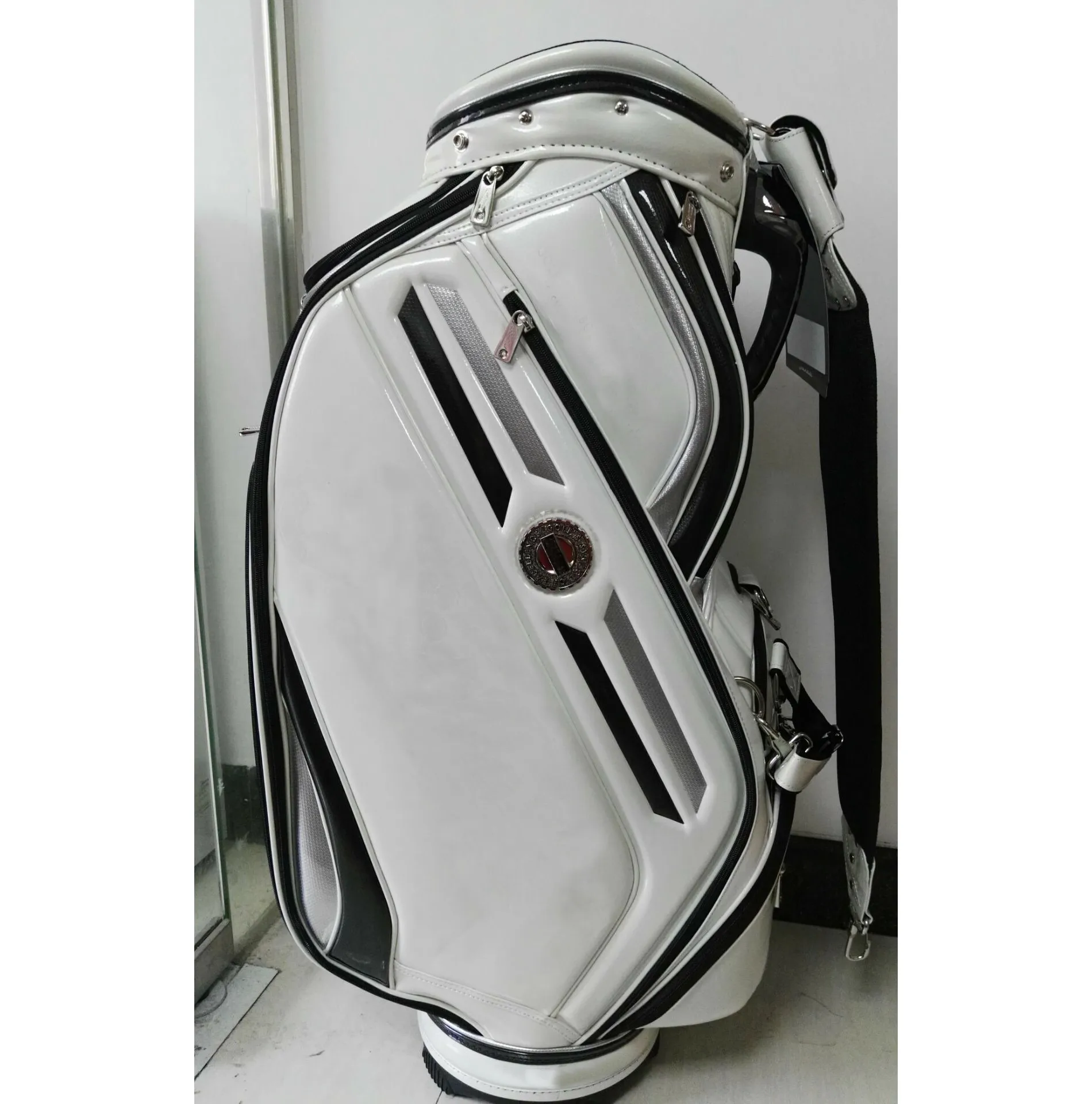 

Waterproof custom portable outdoor travel sport golf staff bag 100% PU leather golf caddie bag