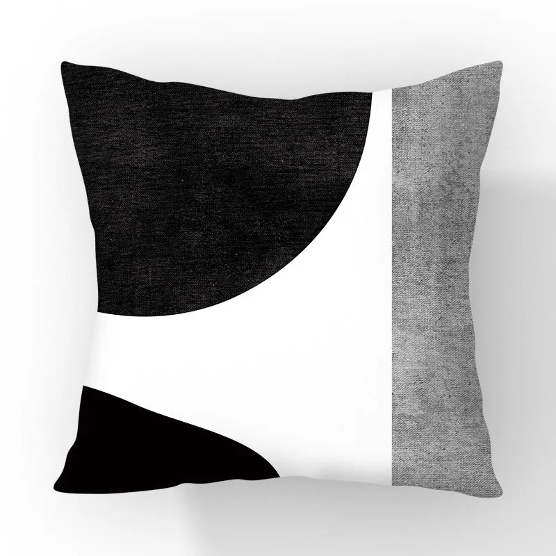 Black and White Geometric Modern Abstract Neutral Art Throw Pillow Cover 45x45cm Cushion Case for Home Decor Sofa Couch JAF089