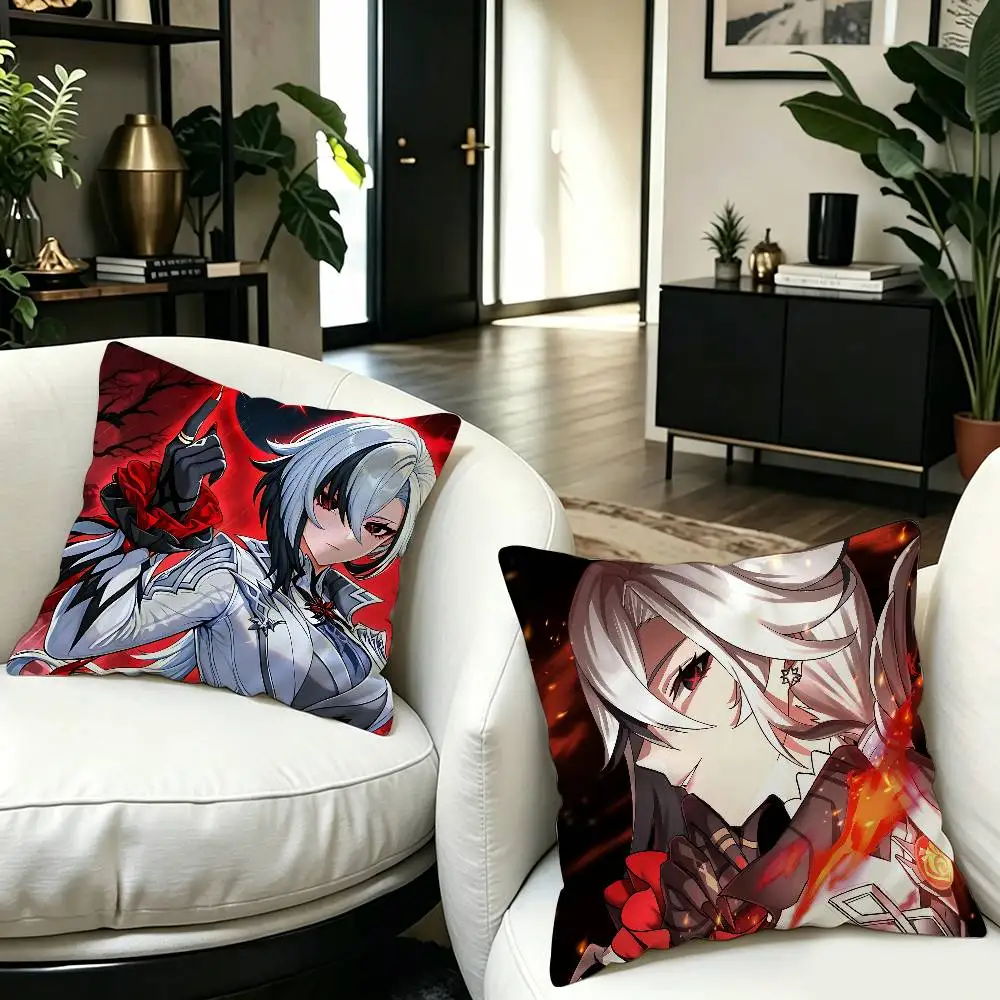 Creative Genshin Impact Arlecchino Figure Personalized Pillow Cover Kids Bedroom Wild Party Decor Pillowcase kid shower Gift