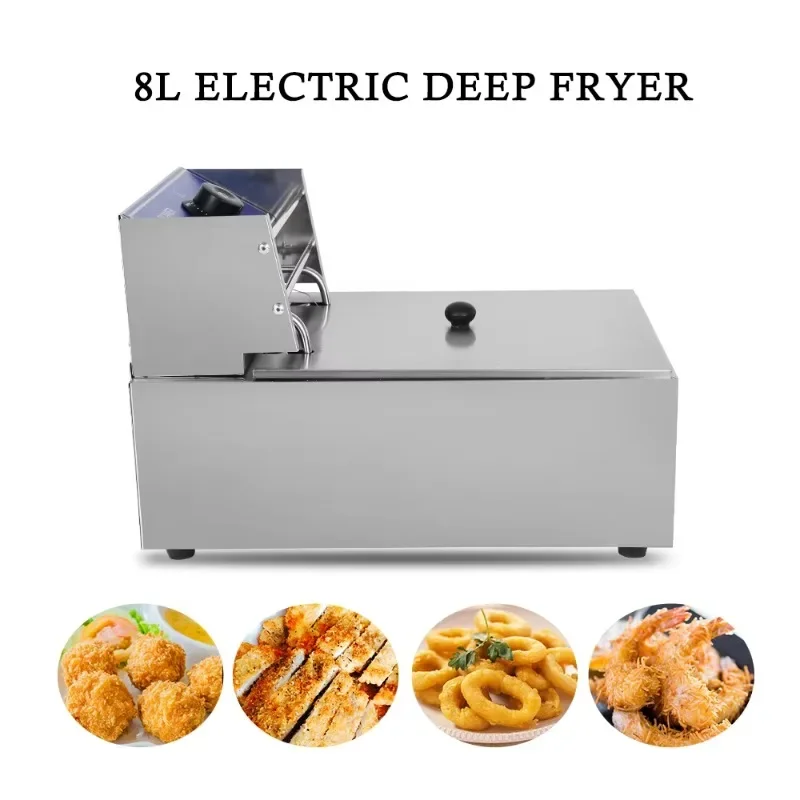 6L Stainless Steel Single Tank Electric Deep Fryer 2500W Commercial Deep Fat Fryer Black