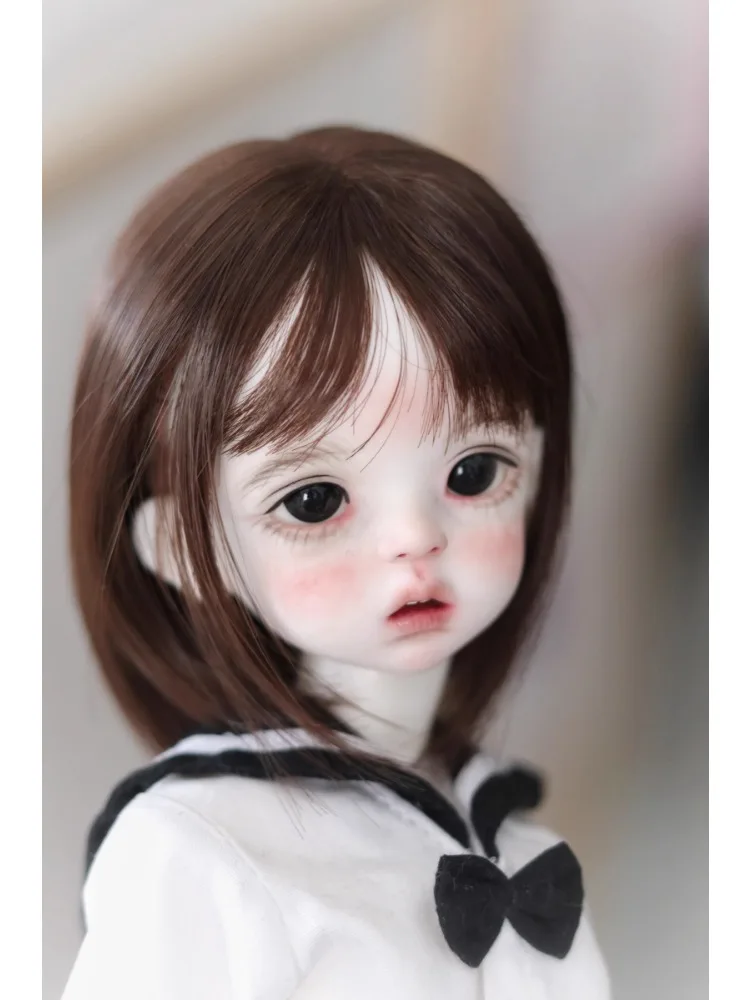 BJD 1/6 High temperature silk wig  Thin bangs, broken hair, collarbone, medium long hair Doll Accessories