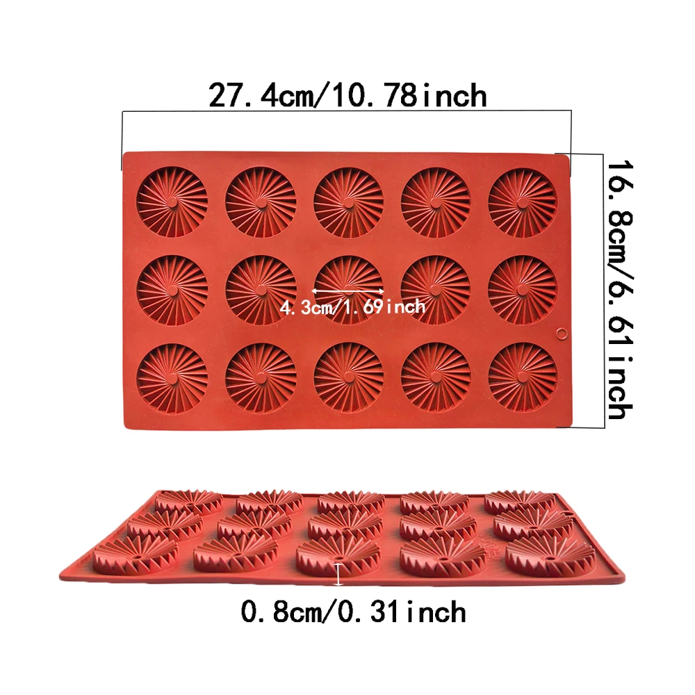 1pc 15 Cavity Wrinkled Flower Shaped Chocolate Silicone Mold DIY Biscuit Jelly Pudding Candy Cake Baking Decoration Mold
