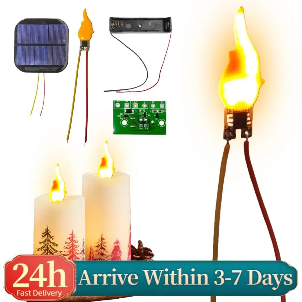 

Светодиодная плата 3.7В с эффектом пламени и батарейным отсеком, реалистичный мерцающий эффект для декораций на Хэллоуин и Рождество, лампы с эффектом пламени