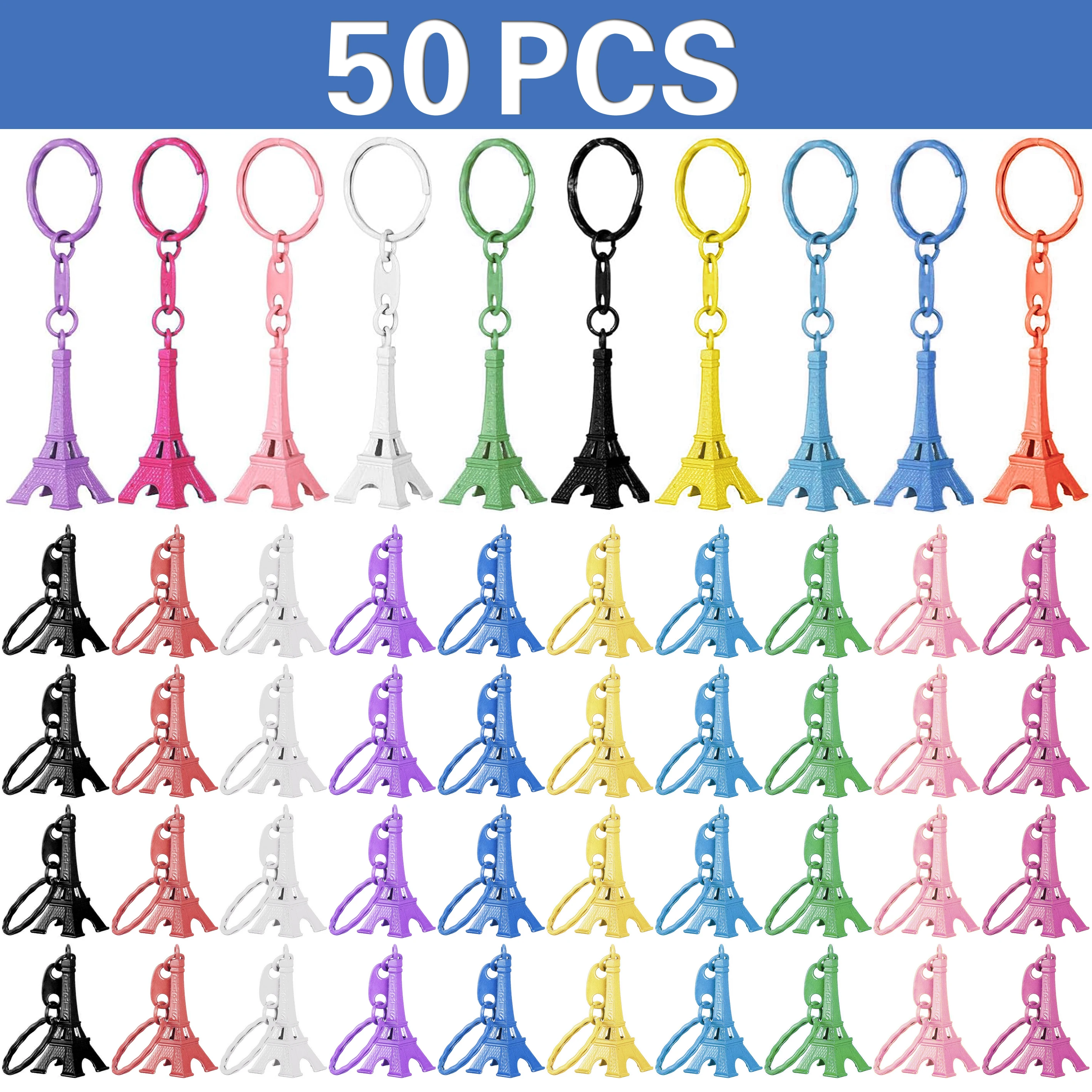 50Pcs 10 Colors Paris Retro Mini Eiffel Tower Model Cute Keychain Keyring Keyfob Gift