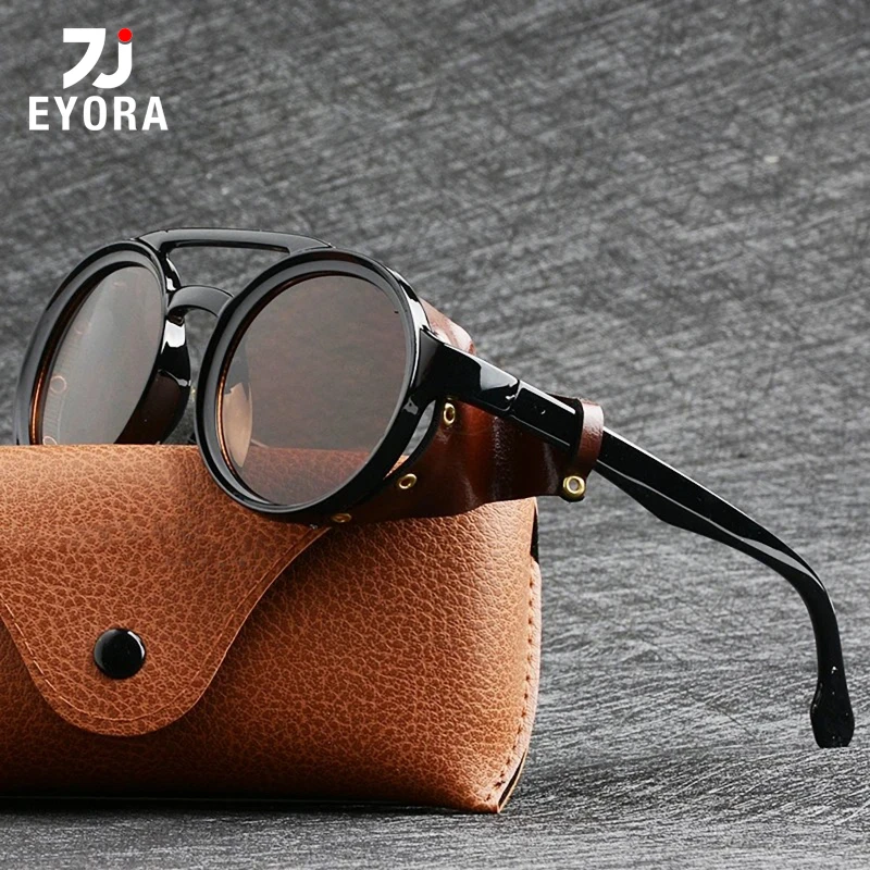 

EYORA Punk Style Round Retro Reading Glasses Myopia Eyewear Hyperopia Anti Blue Light Progressive Photochromic Eyeglasses Lens