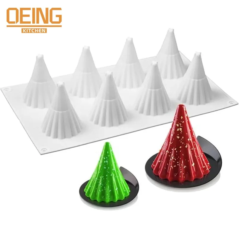 

8-Hole Christmas Tree Spiral Vake Silicone Mold Kitchen Baking Pastry Mousse Chocolate Candy Bakeware Accessories Supplies