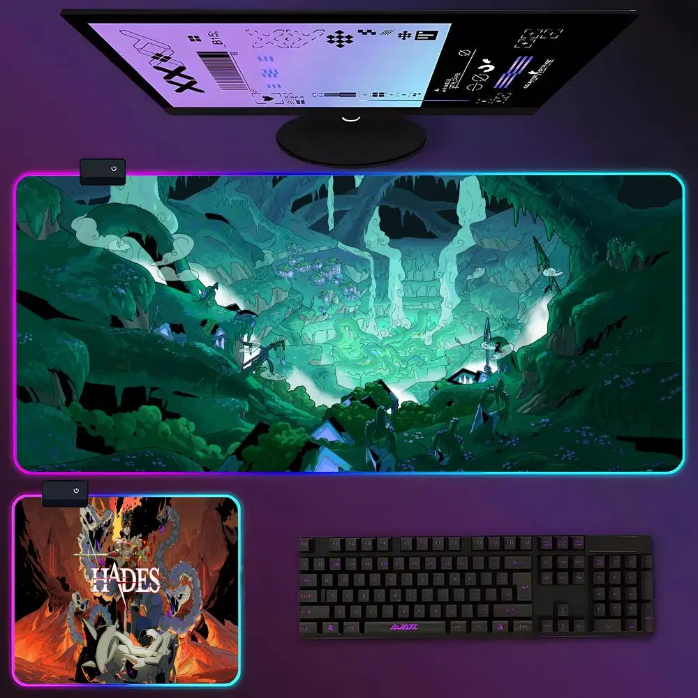 Game Hades Mouse Pad RGB Luminous 900x400x3mm Mousepad Thickened  Large Table Pad Encrypted Anti Skid Super Large Mouse Pad