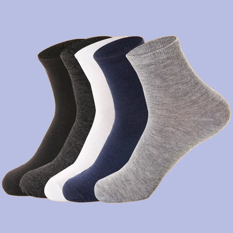 

5/10 Pairs 2024 New Fashion High Quality Deodorant Sweat-Absorbent Men's Socks Spring Autumn Men's Socks Solid Thin Cotton Socks