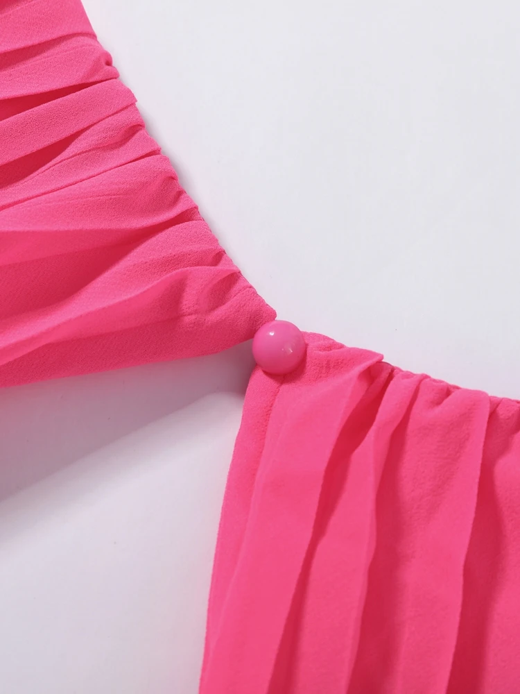 Plissiertes Taillenschnürendes Langes Kleid Damen Sexy Rundhals Ärmellos Rückenfrei Schlankes Party-Abendkleid Charmante Damen-Partykleidung – Detail 8