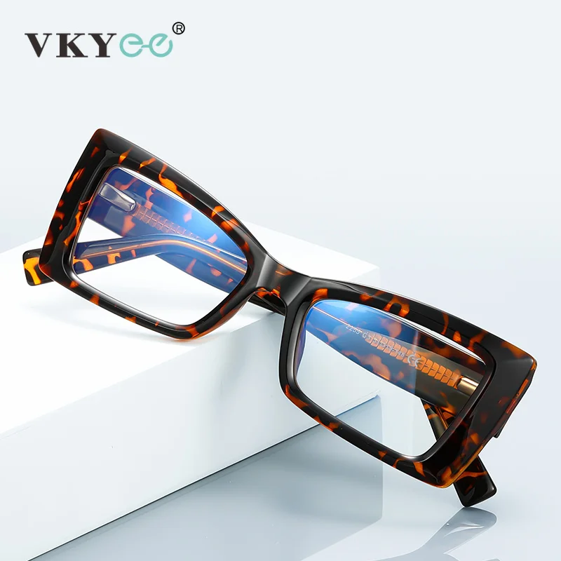 VKYEE Geometric Square Thick Frames Design Women's Blue Light Blocking Reading Glasses Photochromic Customizable Prescription