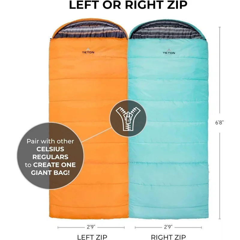 Celsius Regular, -25, 20, 0 Degree Sleeping Bags, Weather Bags Adults and Kids Camping Made Easy and Warm Compression Sa