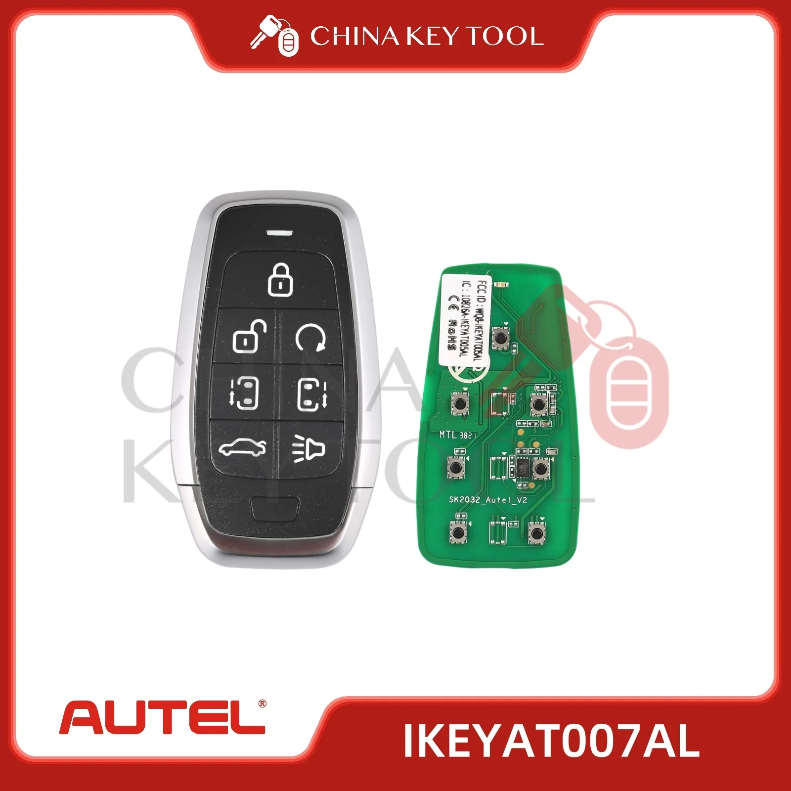 1PCS Autel Ikey IKEYAT007AL AT007AL Independent Universal Smart Remote Key 7 Buttons For Autel Smart Key For KM100 IM508 IM608