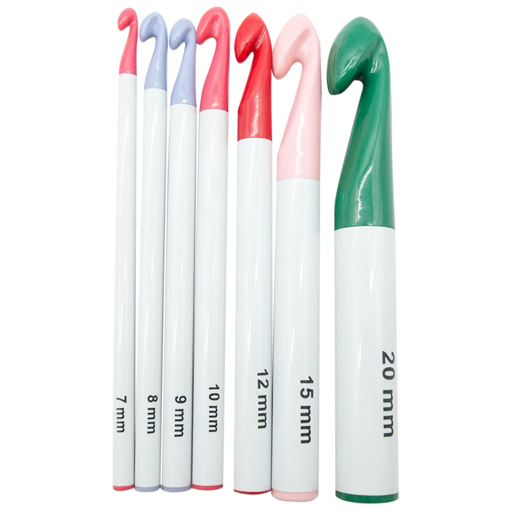 Crochet Set,7/8/9/10/12/15/20mm Plastic Handle Crochet Knitting Needles Thick Head Tool Accessories