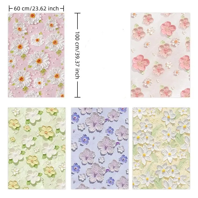 3D-geprägte Blumen-Fensterfolie zur Sichtschutz, statisch haftend, UV-blockierend, 1 Rolle 60*100cm für Badezimmer-Glastüren – Detail 1