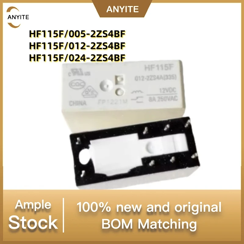 New 10Pcs/LOT  HF115F/005-2ZS4BF  HF115F/012-2ZS4BF  HF115F/024-2ZS4BF    HF115F  5v 12v 24v8A  8pin