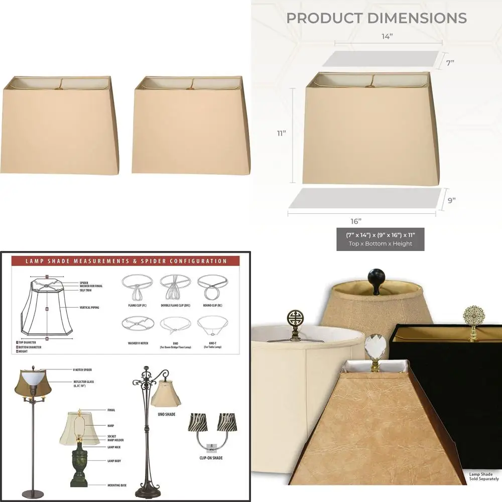 طقم غطاء مصباح مستطيل باللون البيج مكون من قطعتين، 7 × 14 × 11 بوصة، مقاس كبير لديكور المنزل