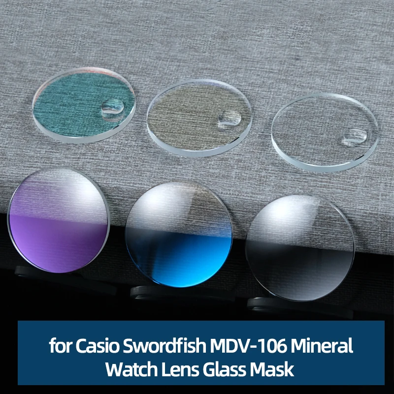 Mineral Glass Lens For Casio MDV-106 Swordfish Flat Watch Mirror surface Modification Table Mask Sapphire crystal Mirror Men