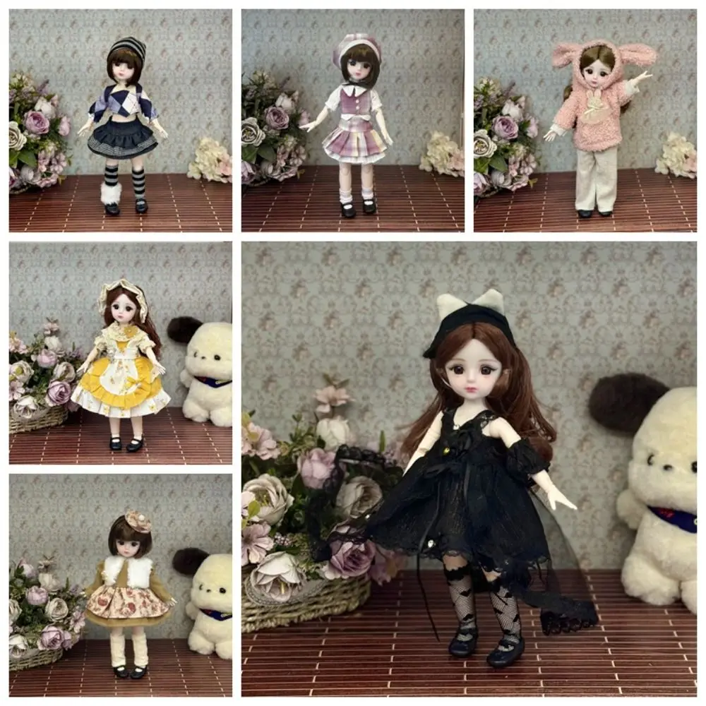 Dressing Doll avec vêtements 30cm BJD Doll Dress Up 1/6 BJD articulations amovibles poupée yeux 3D colorés 1/6 Bjd poupées enfants jouet