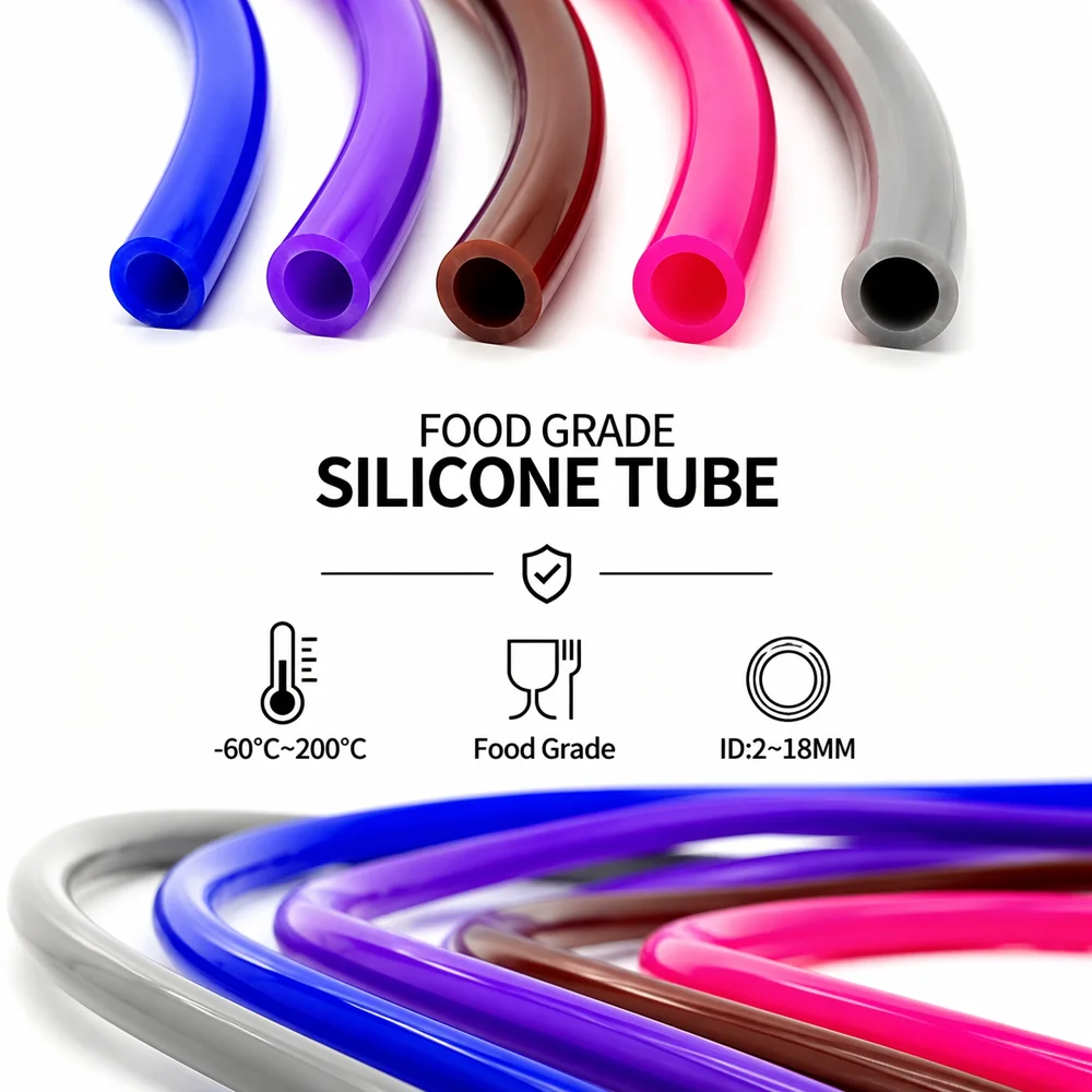 Purple Blue Brown Grey Rose Red Food Grade Silicone Tube ID 2/3/4/5/6/8/10/12 mm Tear Resistant Non-Toxic Hose High Quality Pipe