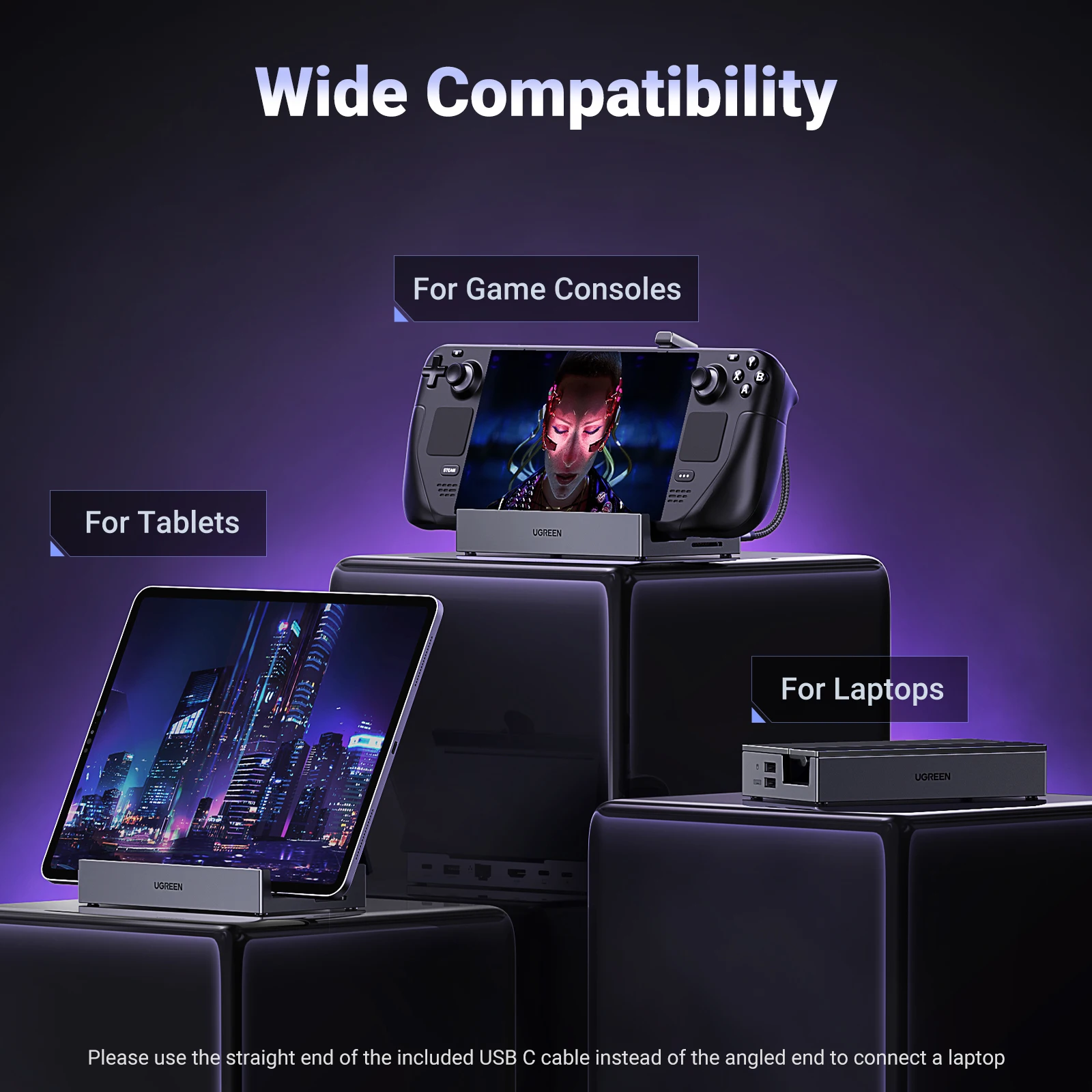 UGREEN Steam Deck Dock 6/9Ports USB C Gaming HUB Foldable Stand 4K HDMI/DisplayPort RJ45 100W 5/10Gbps USB A&C for Rog Legion Go
