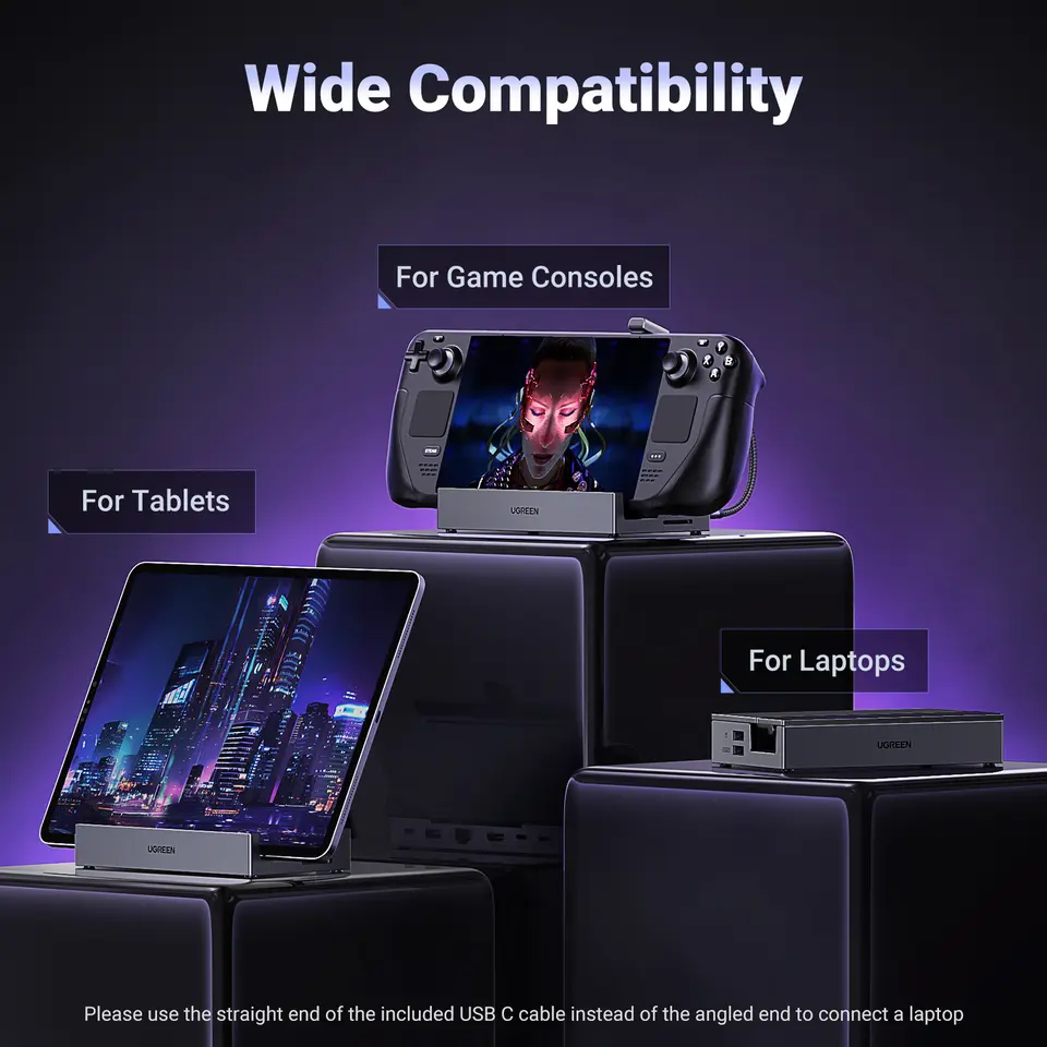 يوجرين محطة إرساء ستيم ديك 6/9 منافذ هاب يو اس بي سي للألعاب حامل قابل للطي 4K HDMI/DisplayPort RJ45 100W 5/10Gbps يو اس بي ايه وسي لروج ليجيون جو - 6