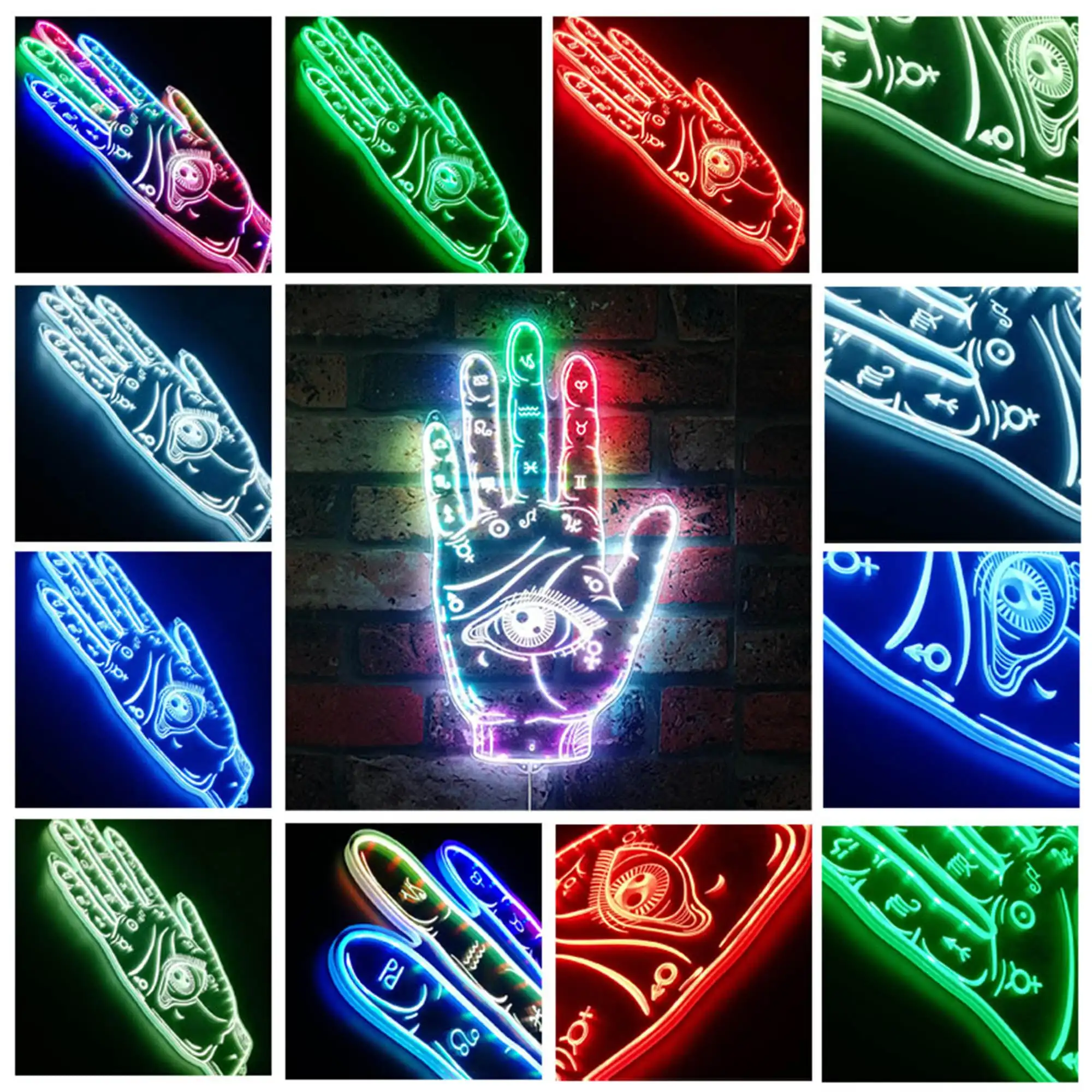 Psychic Readings Fortune Teller Hand with Palmistry Glam Led Neon Sign st06-fnd-i0024-c