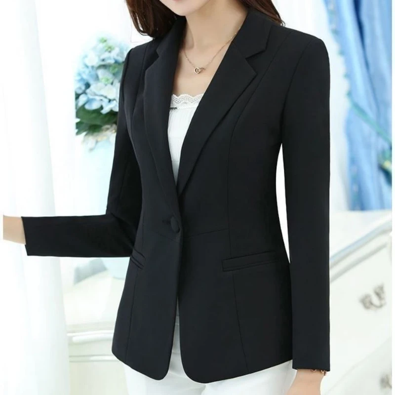 Autumn Spring Women\'s Blazer Elegant fashion Lady Blazers Coat Suits Notched Collar Female Jackets Large Size 3XL 4XL 5XL